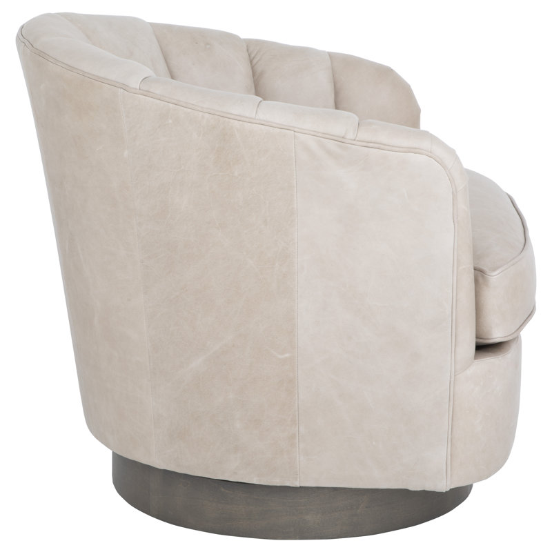 Tipsy Barrel Chair, Pottery Genuine Leather, Bright Brass