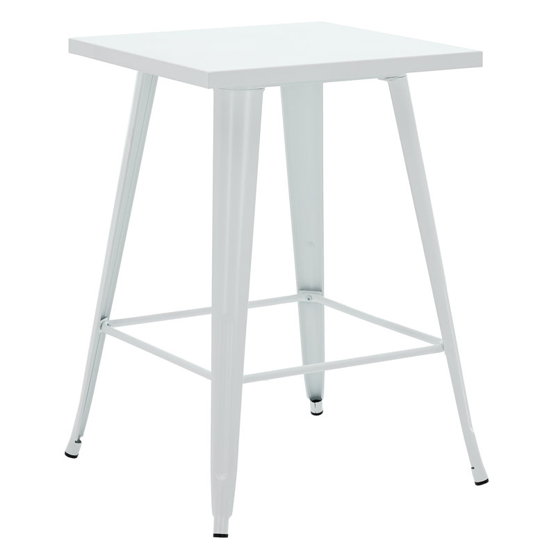 Modern Rectangular Dining Table with Powder-Coated Metal Frame and Support Bars