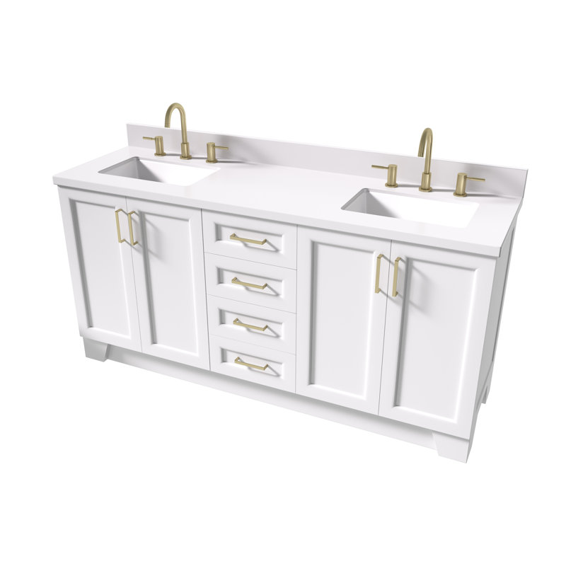 73 IN.  Single Bathroom Vanity, White, Rectangular,  White Quartz