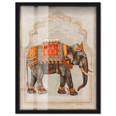 Elephant Queen Shadowbox Print Oriental Wall Decor by Art Remedy
