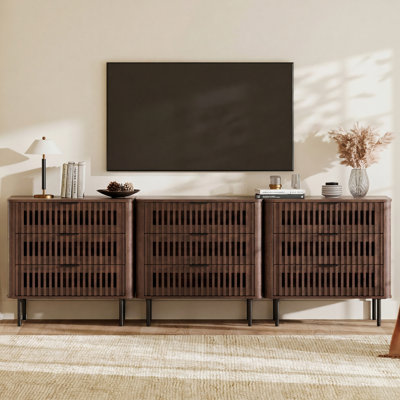 94.5"W Fluted TV Stand with Storage for Living Room up to 88" TVs