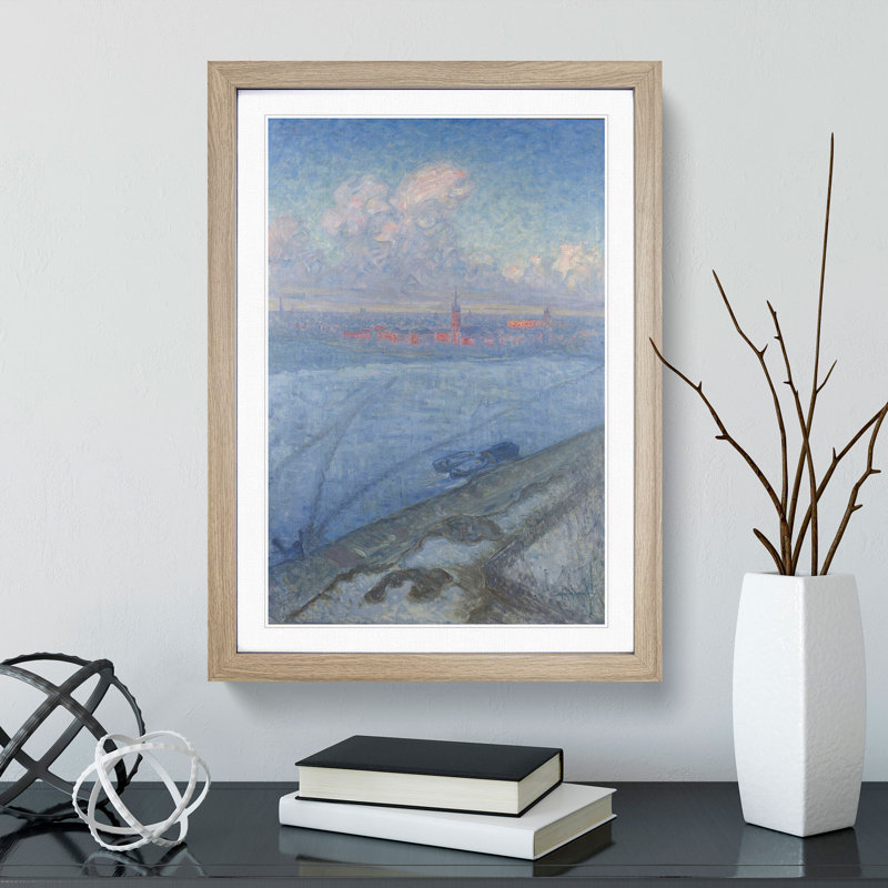 The City at Sunset by Eugene Jansson - Picture Frame Painting, Oak Framed, 36cm H x 27cm W x 2cm D