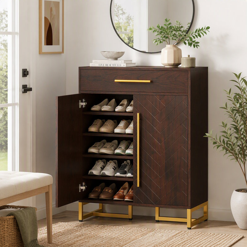Range-chaussures 20 tiroirs avec tiroir et tablettes réglables