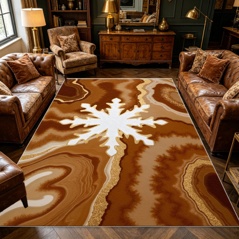 Terracotta Agate Snowflake carpet-easy to clean, machine-washable, soft and comfortable; suitable for door mats, kitchens, living rooms, bedrooms, corridors, and laundry areas. Easy to clean, durable carpet for home decoration.