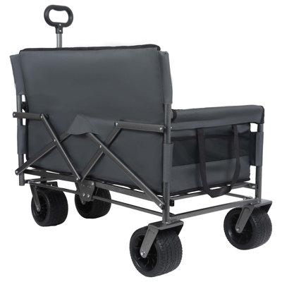 3-In-1 Convertible Folding Wagon Cart With Bench Seat & Storage - 500Lbs Heavy-Duty Utility Wagon, 180L Capacity All-Terrain Wheels For Camping, Beach, Sports, Garden