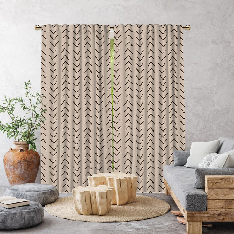 Bohemian Room Lined Single Panel Curtain, Ecru, 140cm Width x 295cm Drop