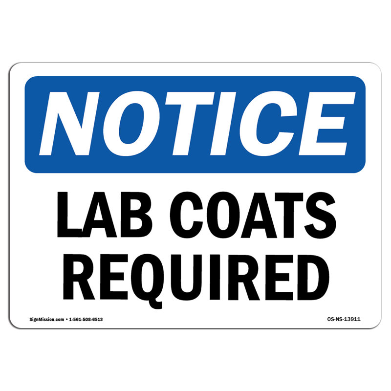 Enseigne de laboratoire requise en plastique 14 po x 10 po