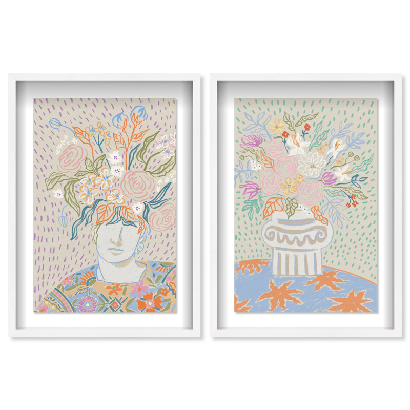 Summer Flourish Set Set by Oliver Gal, 51"H x 35"W, White Shadowbox