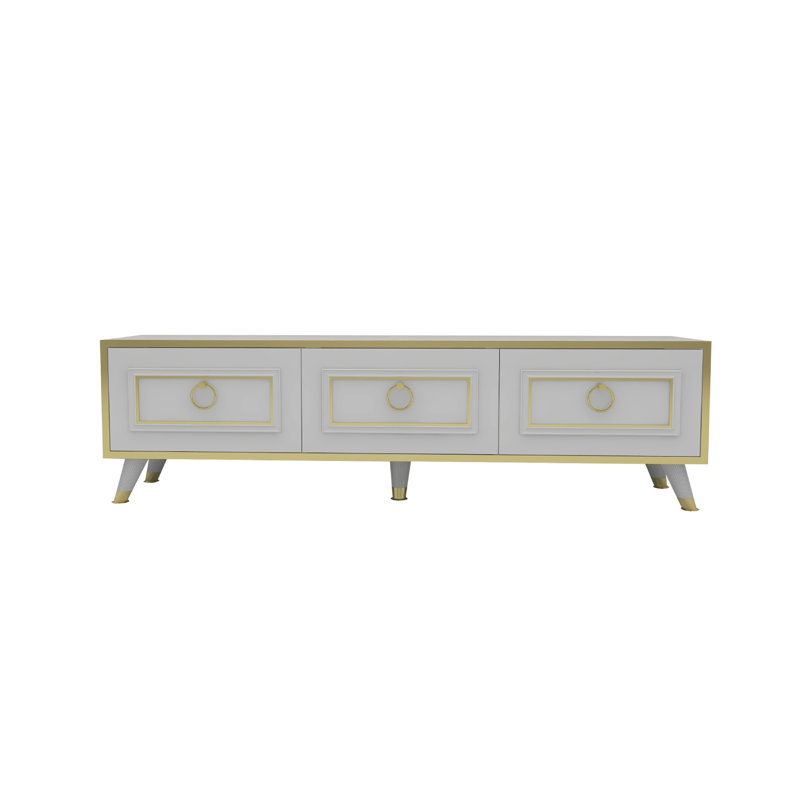 TV Stand for TVs up to 65" Harue, White/Gold