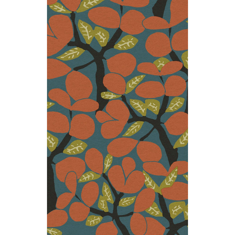 Double rouleau floral Dhane, Bleu/orange