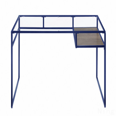 Bureau en verre avec plateau en verre et finition bleue