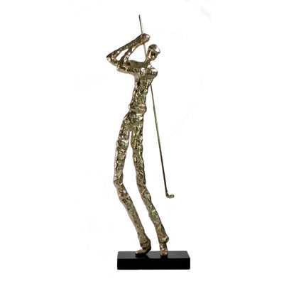 Golfer Stylized Figurine Silver 23" Tall