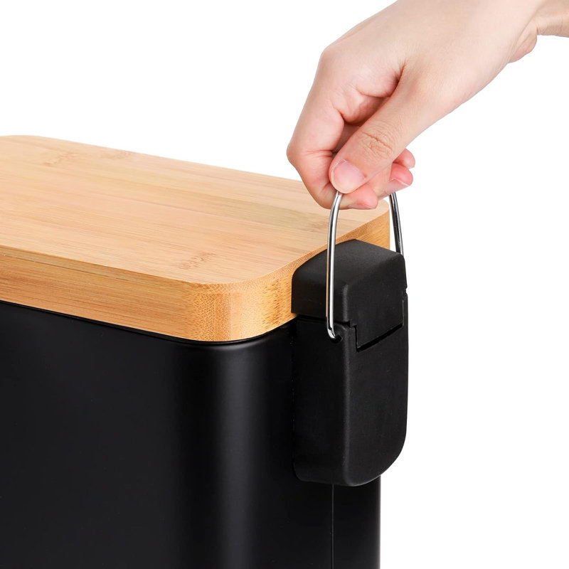 Black 1.3 Gallon Plastic Pedal Trash Can with Soft Close Lid