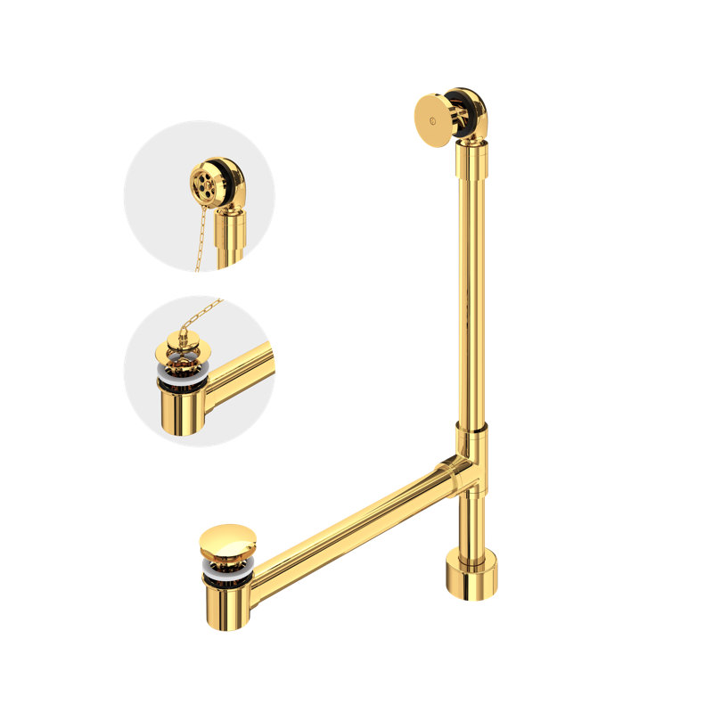 Freestanding Bathtub Drain Kit for Above-Floor Installation Box, Polished Brass