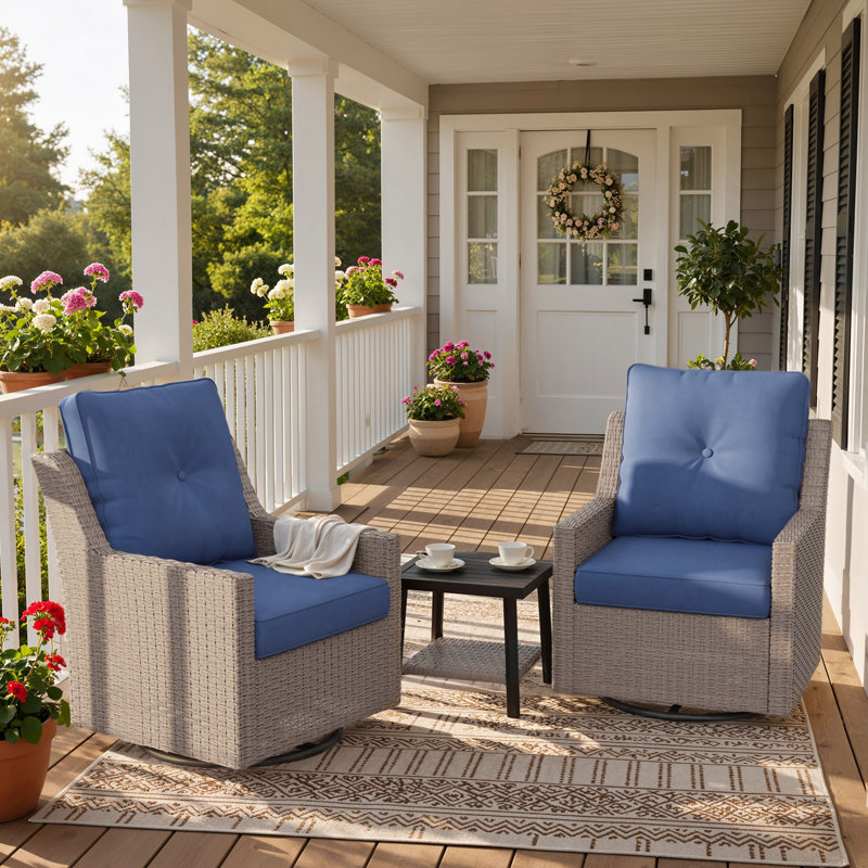 Ensemble de conversation 3 pièces pour patio avec coussins Alto, Blue