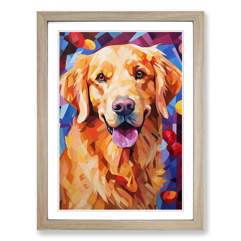 Golden Retriever Cubism - Framed Print