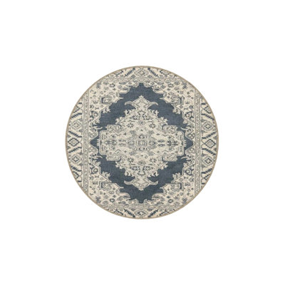 Star Patterned Woven Carpet In Gray-Blue Shades