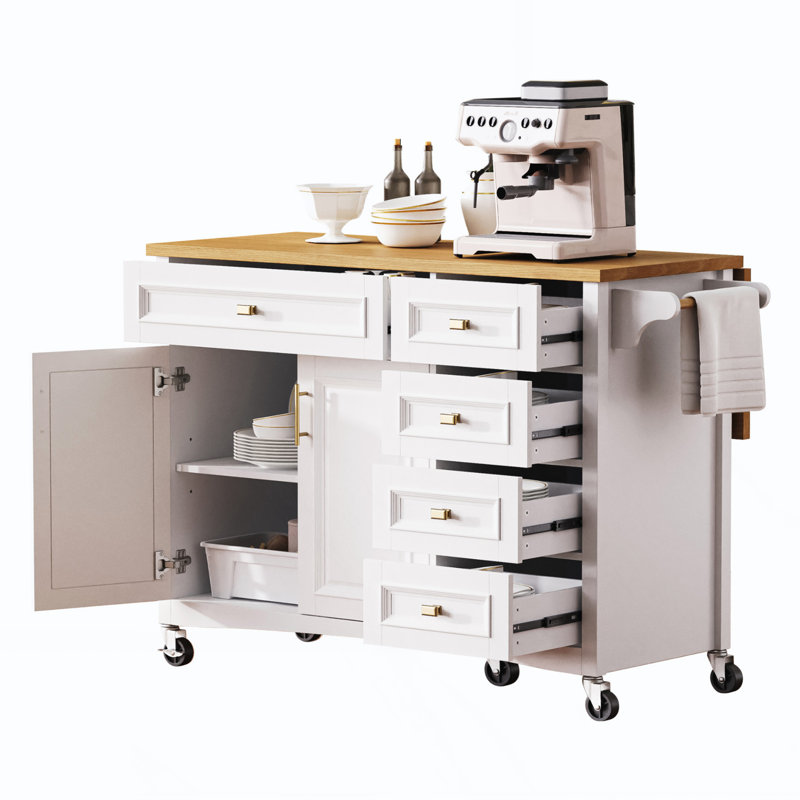 Kitchen Island With Drop Leaf, White