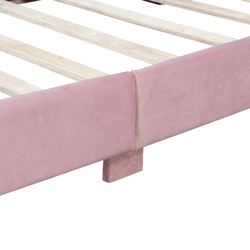Upholstered Daybed With Rabbit Ear Shaped Headboard, Pink