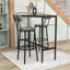 Ensemble de table de salle à manger 3 pièces peu encombrant avec sièges rembourrés et structure durable pour les petits espaces-747284747-753359713-753359714