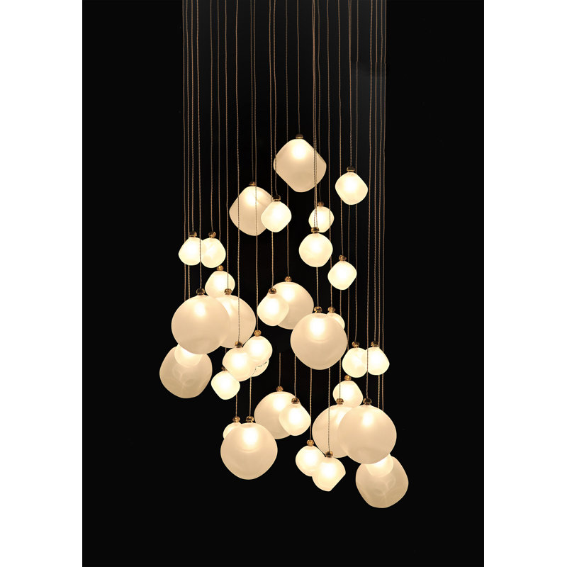 Voyage 36 Light Pendant Chandelier, 120" H x 36" W x 16" D, Matte Black, Frosted White