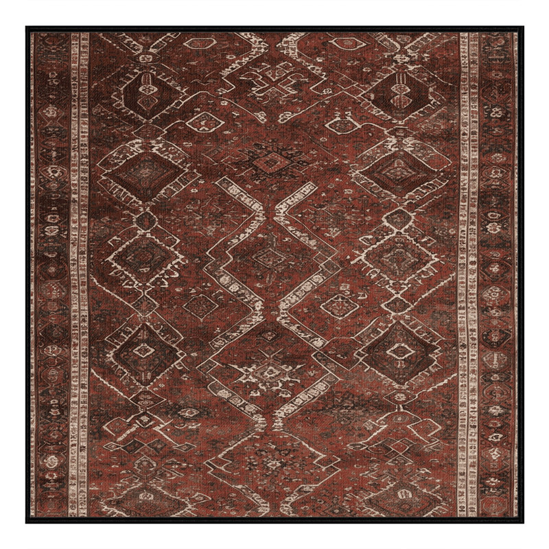 Machine Washable Persian Brown Area Rug, Square 3'