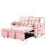 Fauteuil inclinable convertible 3 en 1 - Velours rose avec inclinaison et rangement pour le salon