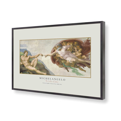 La création d'Adam par Michel-Ange, reproduction dans un cadre blanc, 8 po x 10 po
