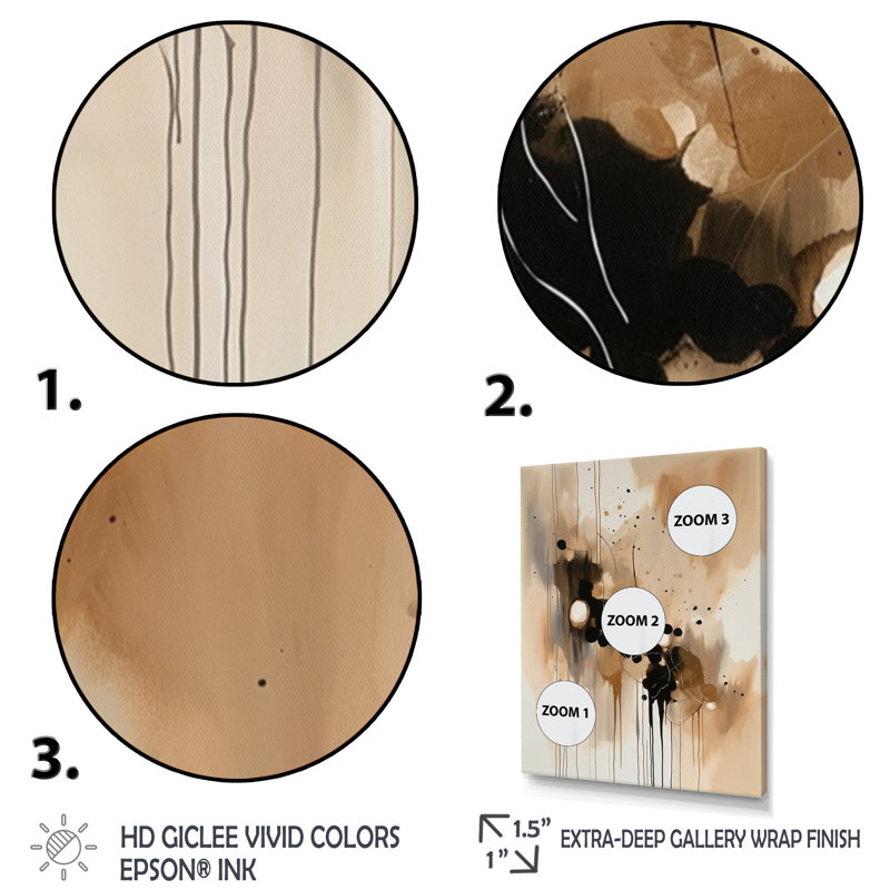 «Brown Mindful Abstraction IV», reproduction d'art sur toile abstraite, L 30 po x H 40 po, Cadre flottant noir
