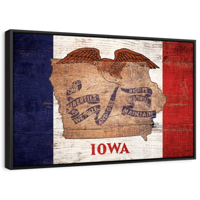 «State Map Over Iowa Flag Wall Art»