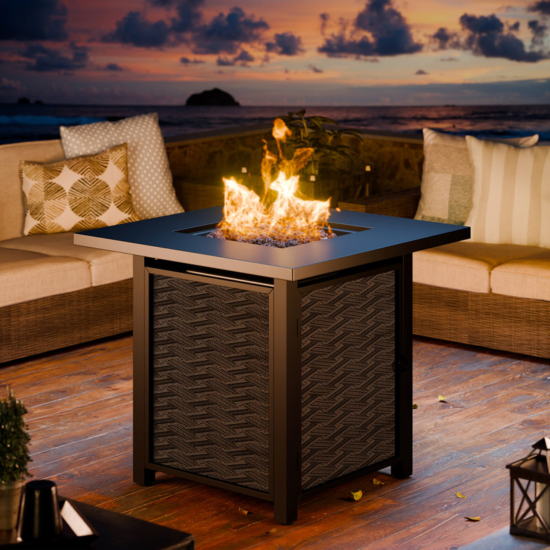 28″ Outdoor Square Propane Gas Fire Pit Table