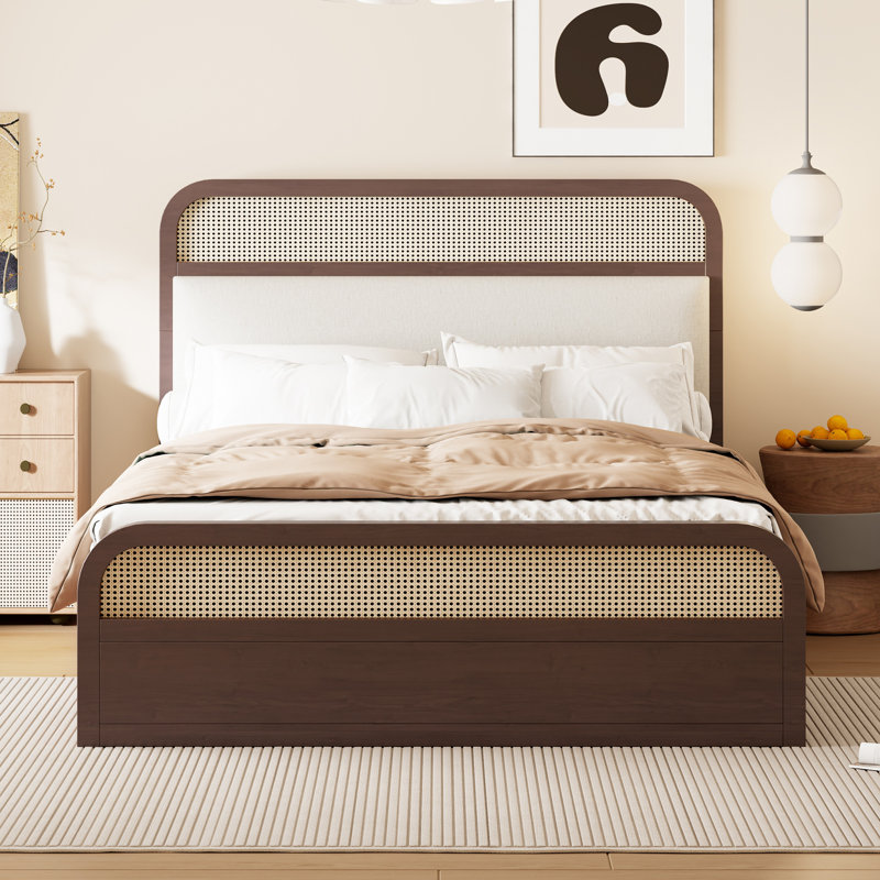 Lit plateforme en bois avec gigogne et 2 tiroirs Athenia, Espresso