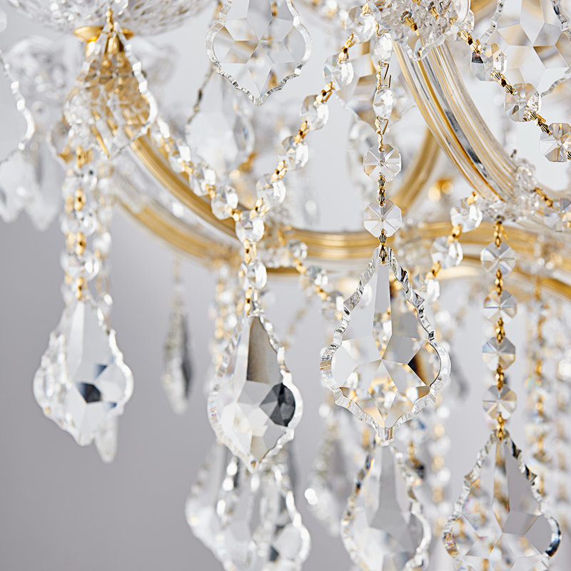 24 - Light Crystal Dimmable Tiered Chandelier, Gold