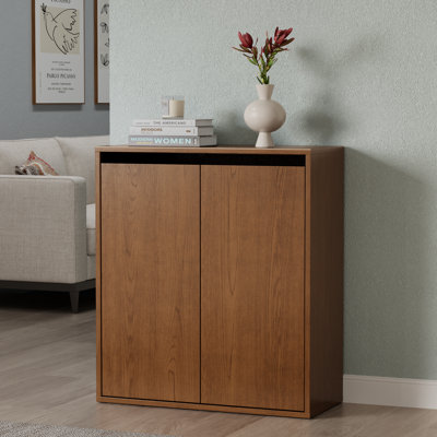 Soren Solid Wood Two-Door Storage Bookcase
