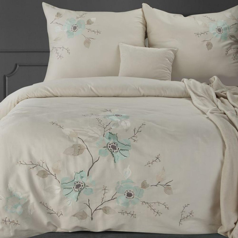 Genessi No Pattern Duvet Cover with Pillowcases, Cream, 160 x 200cm - 2  Pillowcases (70 x 80cm)