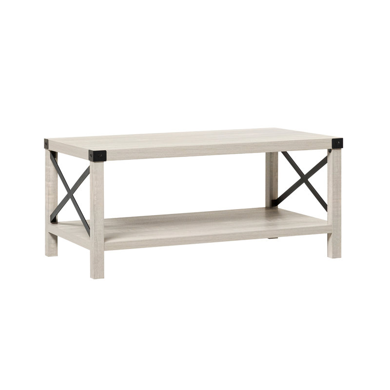Table basse Farmhouse Metal-X avec tablette inférieure - gris pierre