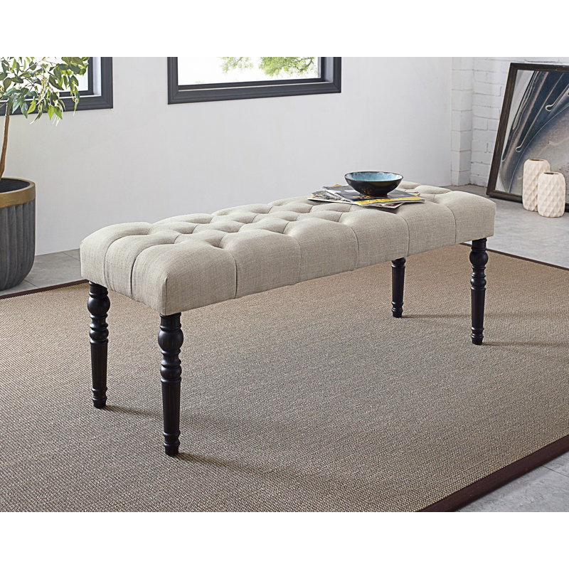 Dining Bench With Turned Leg, Tan