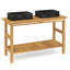 Meuble-lavabo double autoportant 52 po avec plateau en bois massif Saumya-889792540