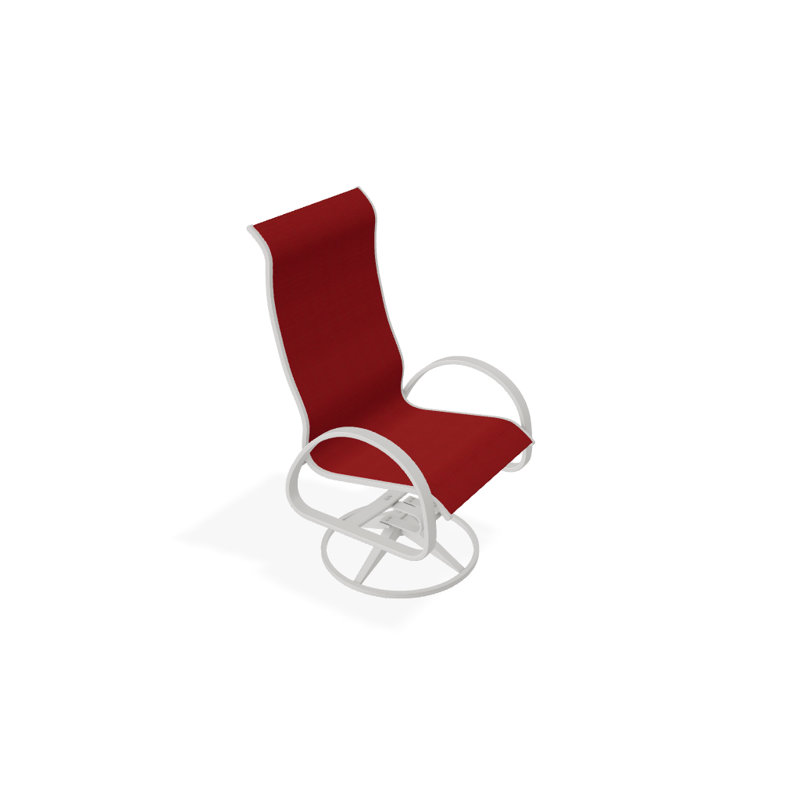 Fauteuil de patio pivotant Hiraku, Rouge 1D Sunbrella®, Neige texturée