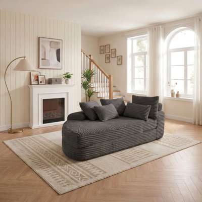 Canapé-lit inclinable semi-circulaire modulaire 2 en 1 de 78,5 pouces avec oreiller cervical et coussins décoratifs