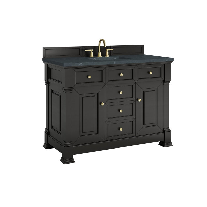 Brookfield 48'' W Single Vanity, Charcoal Soapstone, Black Onyx, Widespread