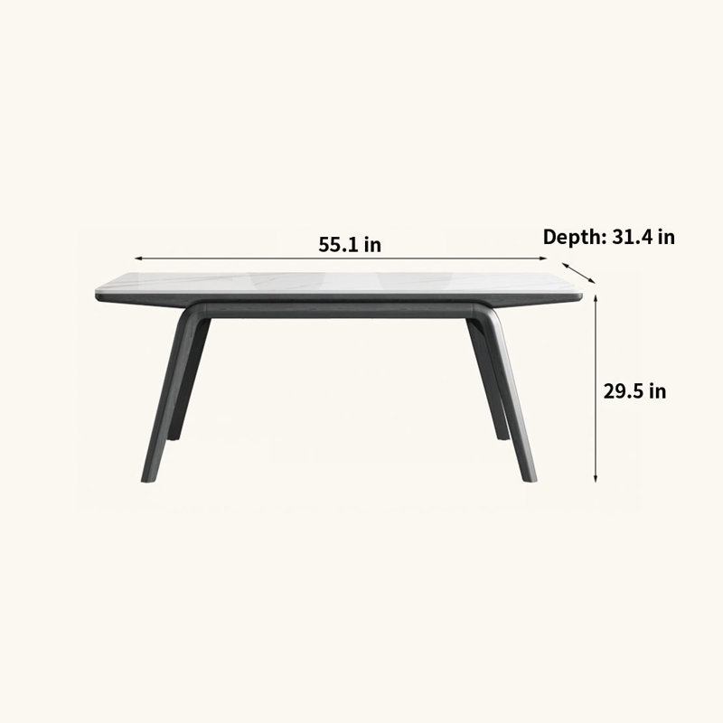 Table de salle à manger rectangulaire petite famille, H 29,5 po x L 55,1 po x l 31,4 po