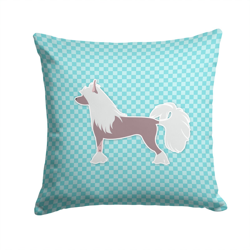 Coussin intérieur/extérieur à crête chinoise, H 14 po x l 14 po x P 3 po, Bleu