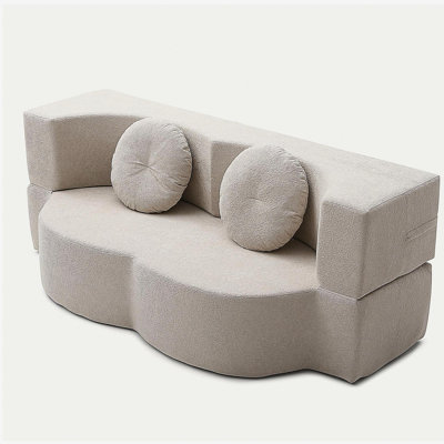 Canapé-lit 2 en 1 avec coussin, canapé-lit simple, canapé-lit pour plancher et futon, canapé-lit pliant en mousse pour le salon, les invités, le bureau, un appartement, aucun assemblage requis