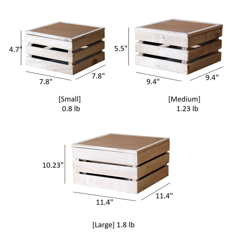 Caisse de rangement en bois rustique avec couvercle de tableau noir, H 5,5 po x l 9,4 po x P 9,4 po