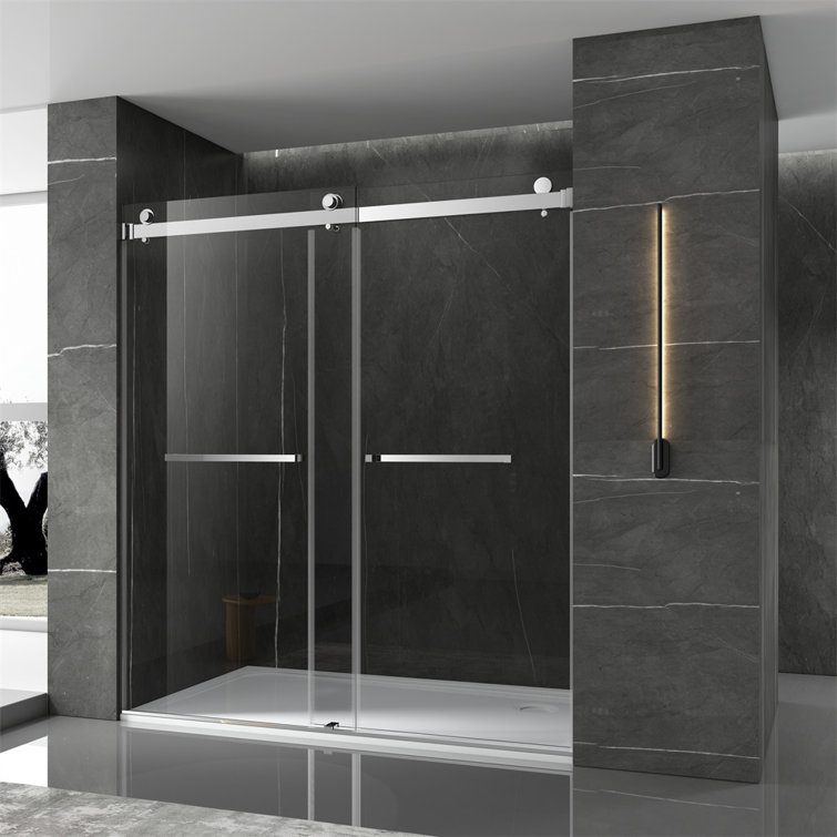 72'' W 76'' H Frameless Rectangle Reversible Shower Stall
