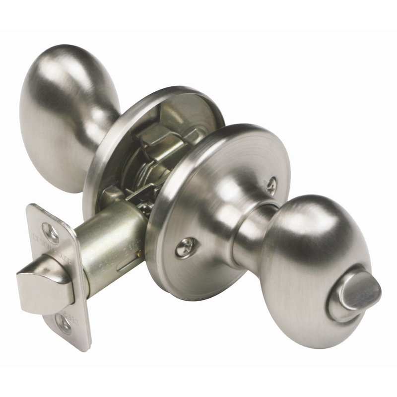 Egg Privacy Bed/Bath Door Knob, Satin Nickel