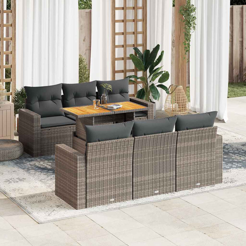  Ensemble de canapé de jardin modulaire en rotin PE gris, Gris, Gris