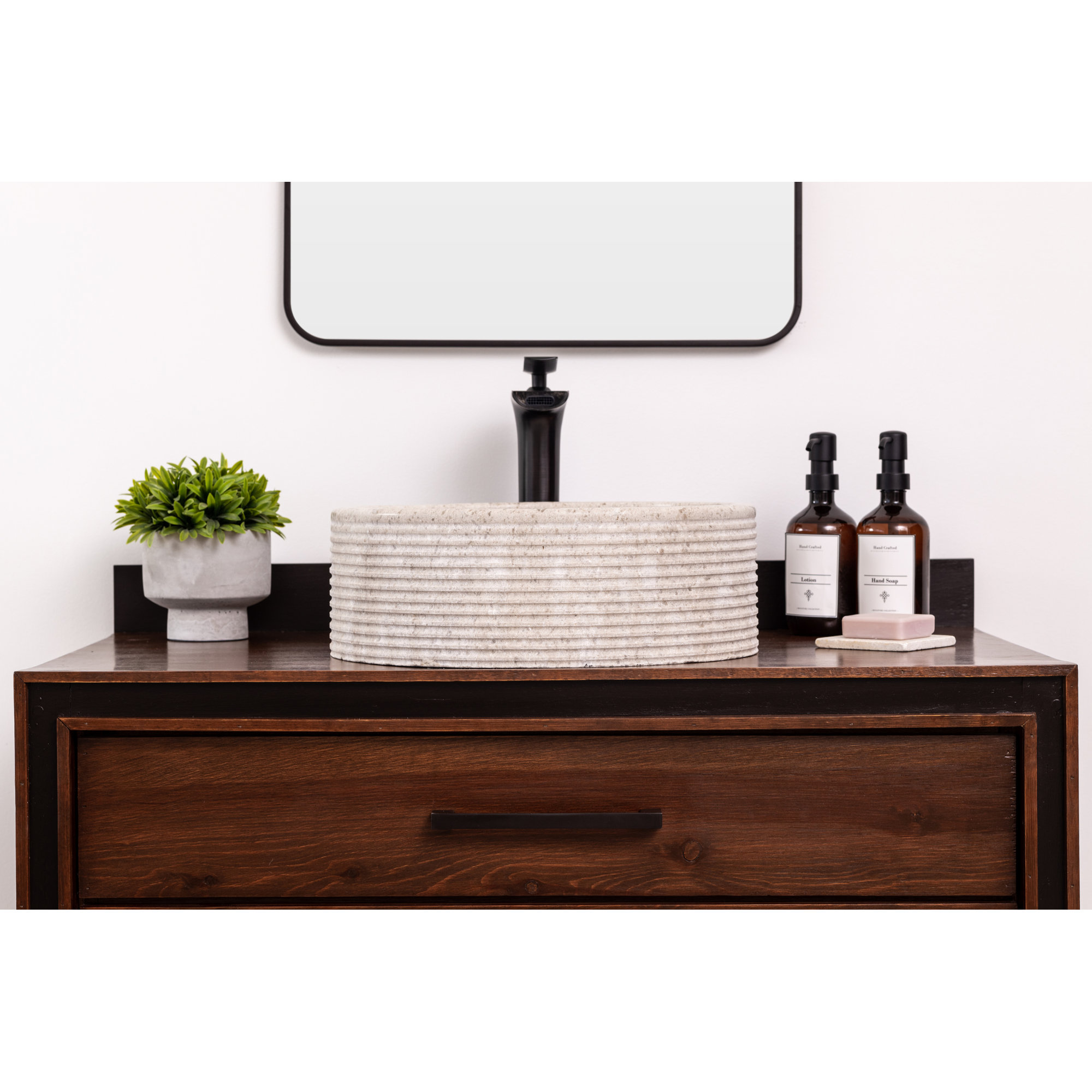 Bolo Stone Circular Vessel Bathroom Sink