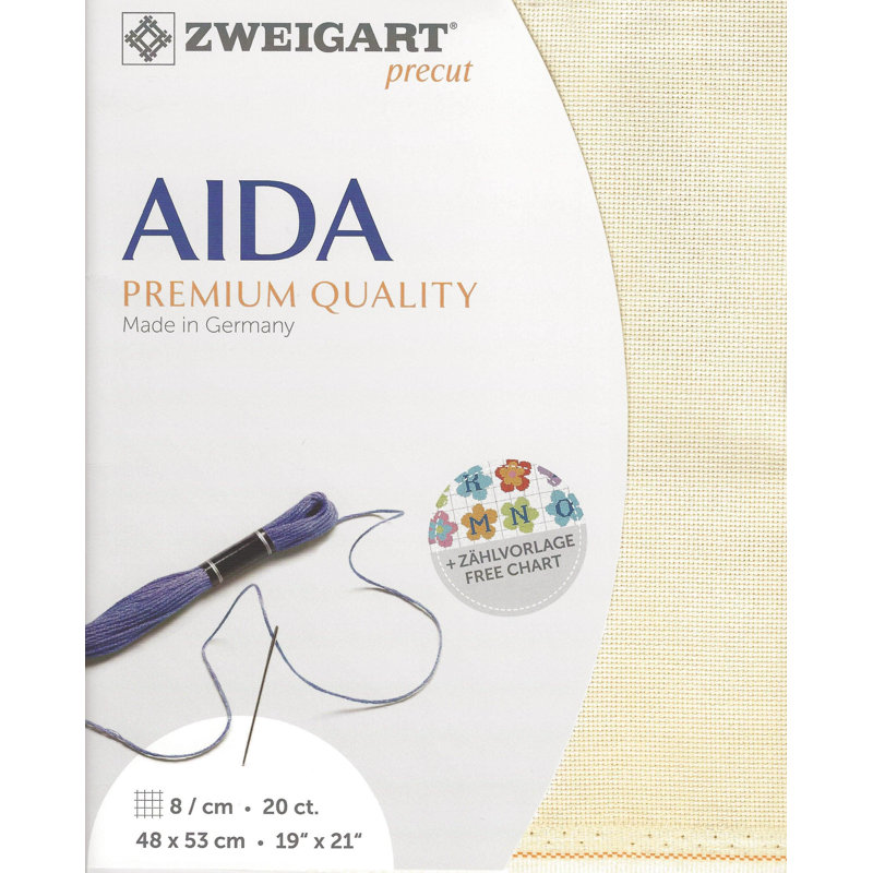 Prédécoupé Zweigart Aida extra fin 20 unités ivoire 3326/264, Ivoire ivoire